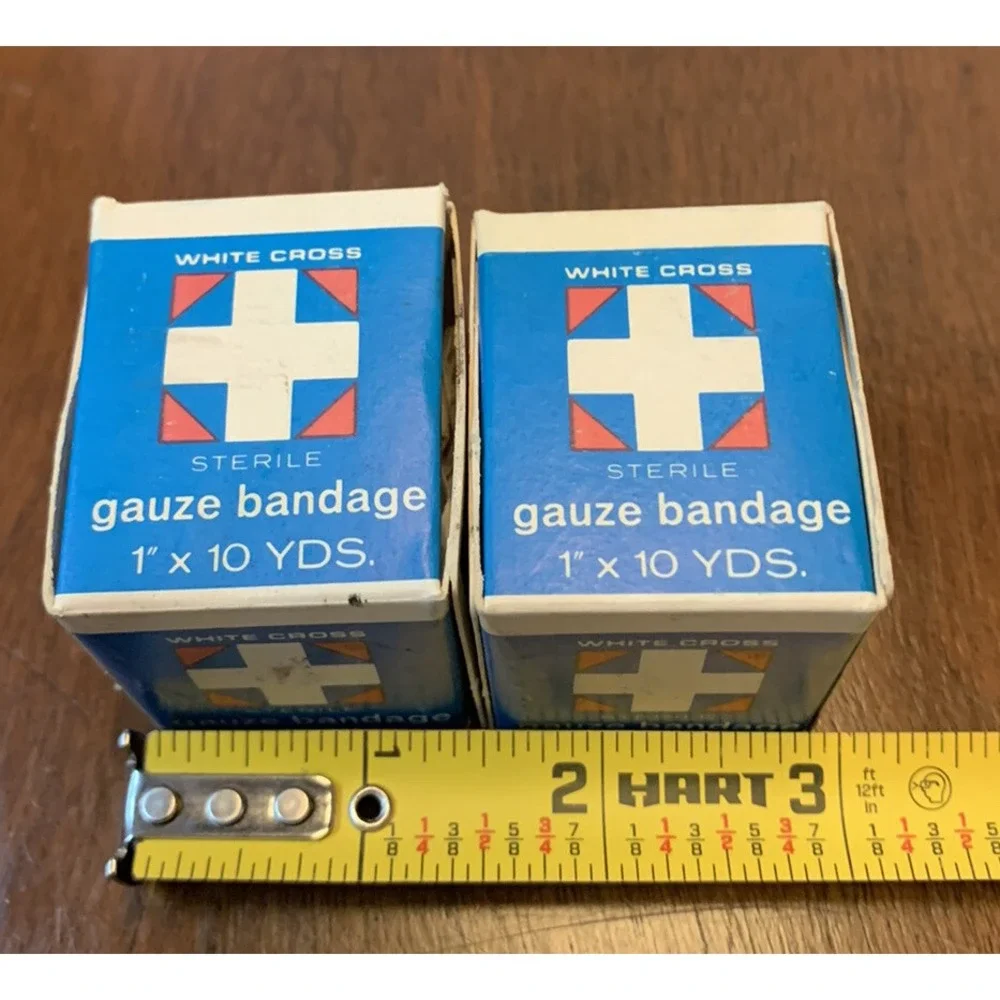 Vintage White Cross Guaze Bandages In Original Box QTY-2 Made in USA